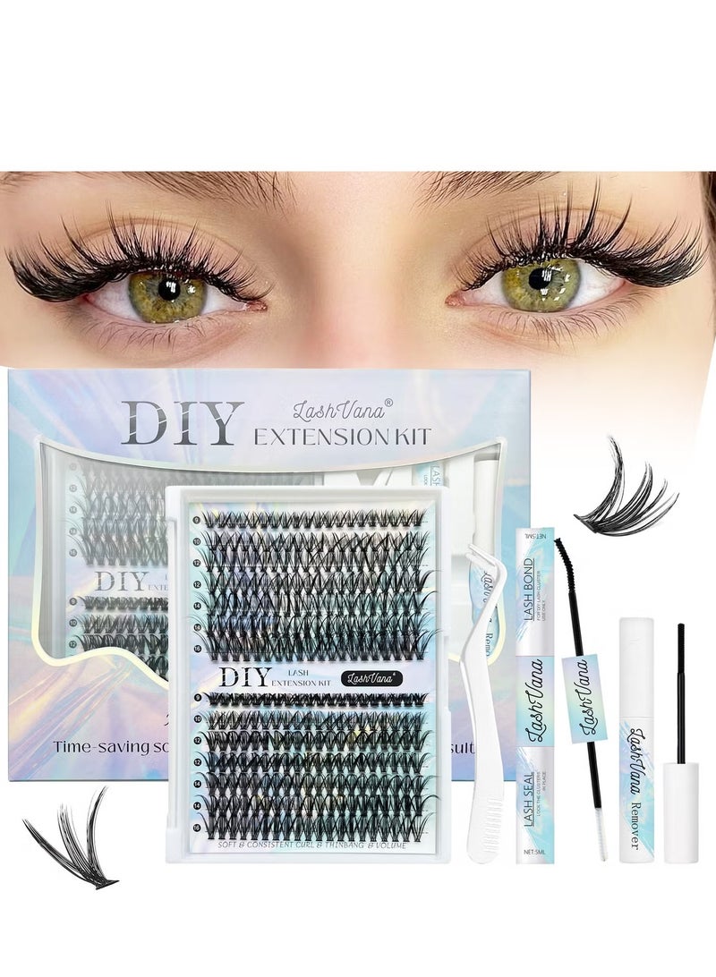 لاشفانا 280pcs رموش كاذبة ، DIY رموش تمديد مجموعة ، مجموعات رموش فردية مع رموش سند ، رموش إزالة والمطبق ، رموش تمديد مجموعة ، سهلة التطبيق في المنزل (30d + 40d مجموعة) - Image 1